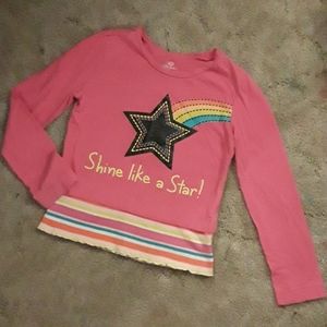 Okie dokie pink long sleeve shooting star shirt